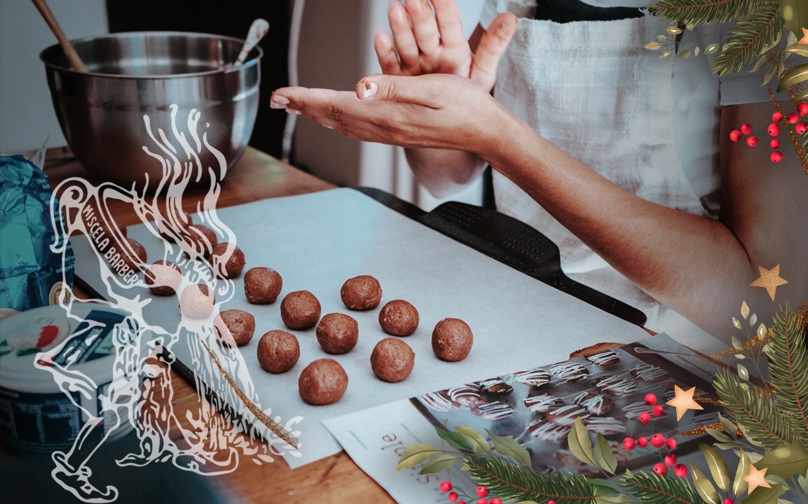 Sfere di Natale al caffè e cioccolato